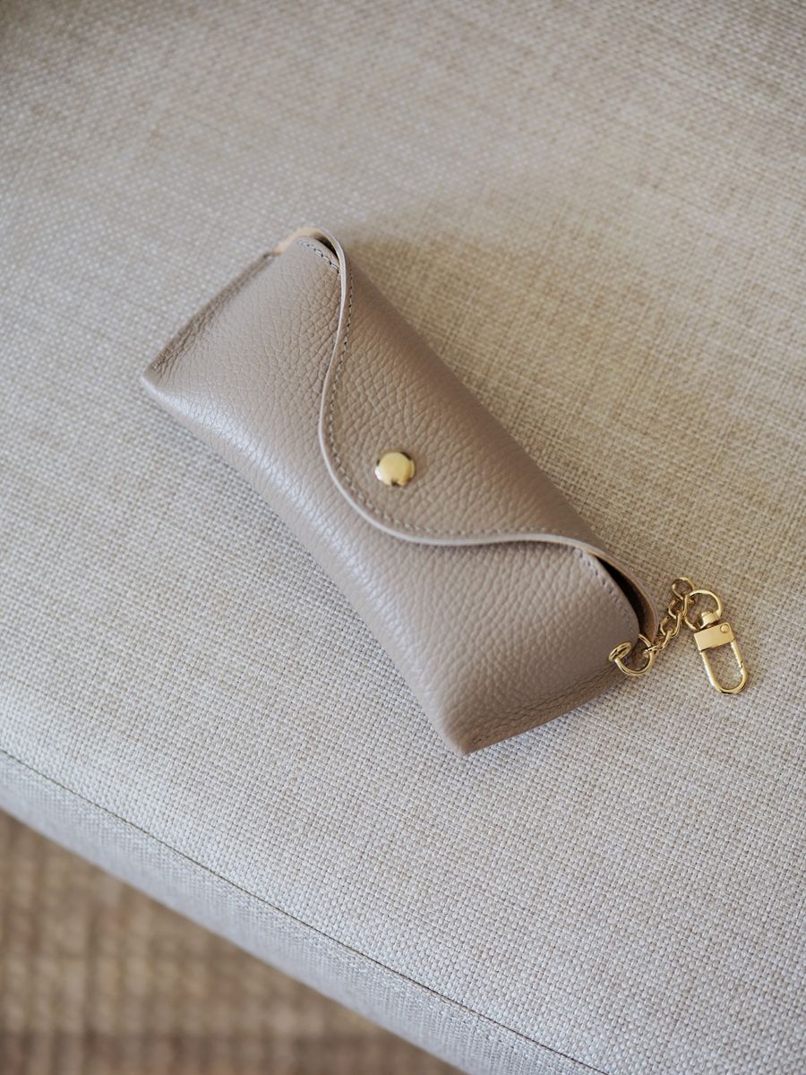 Skinn brilleetui beige