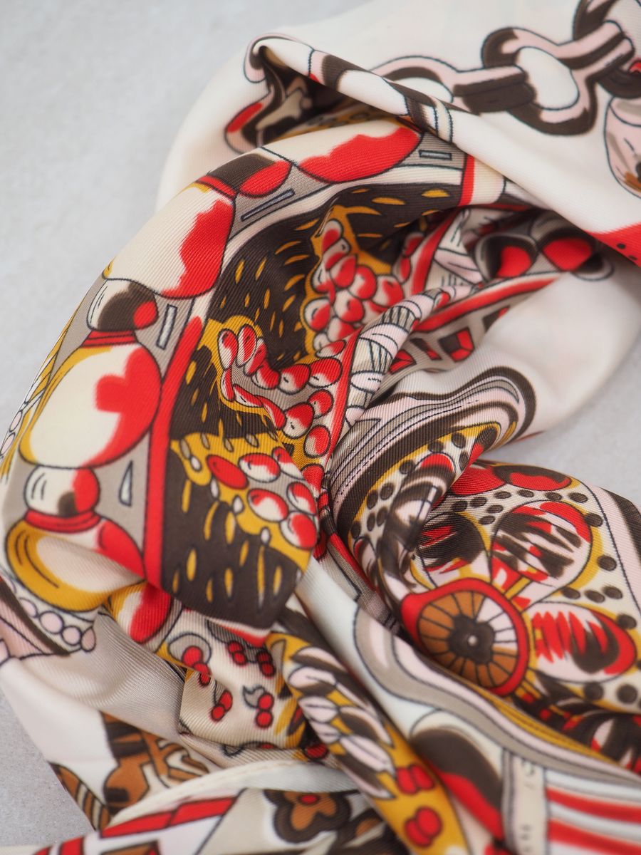 Stort skjerf i silkeblanding brun og rødtoner