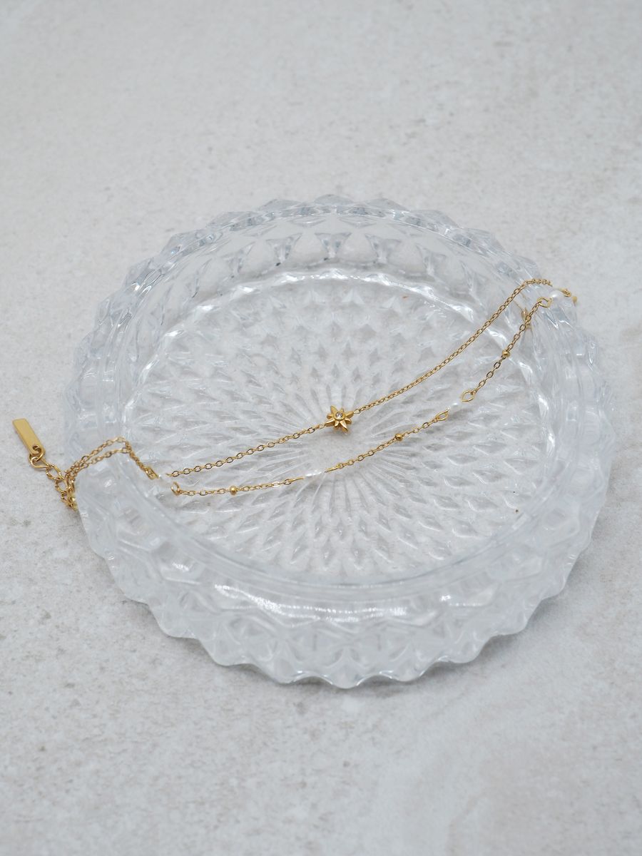 7DAYS 2-linjet armbånd stål gullfarget