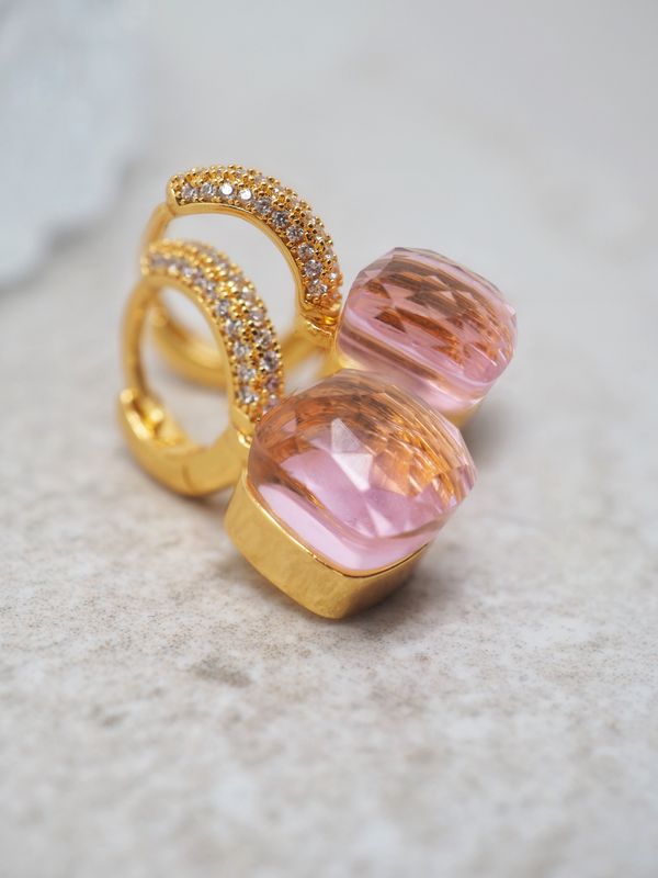 Adele øredobber rosa transparent