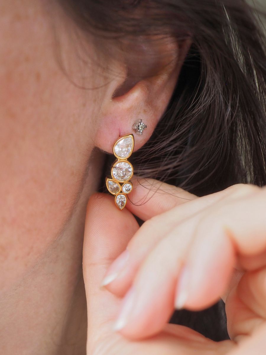 7DAYS zirkon øredobber gull