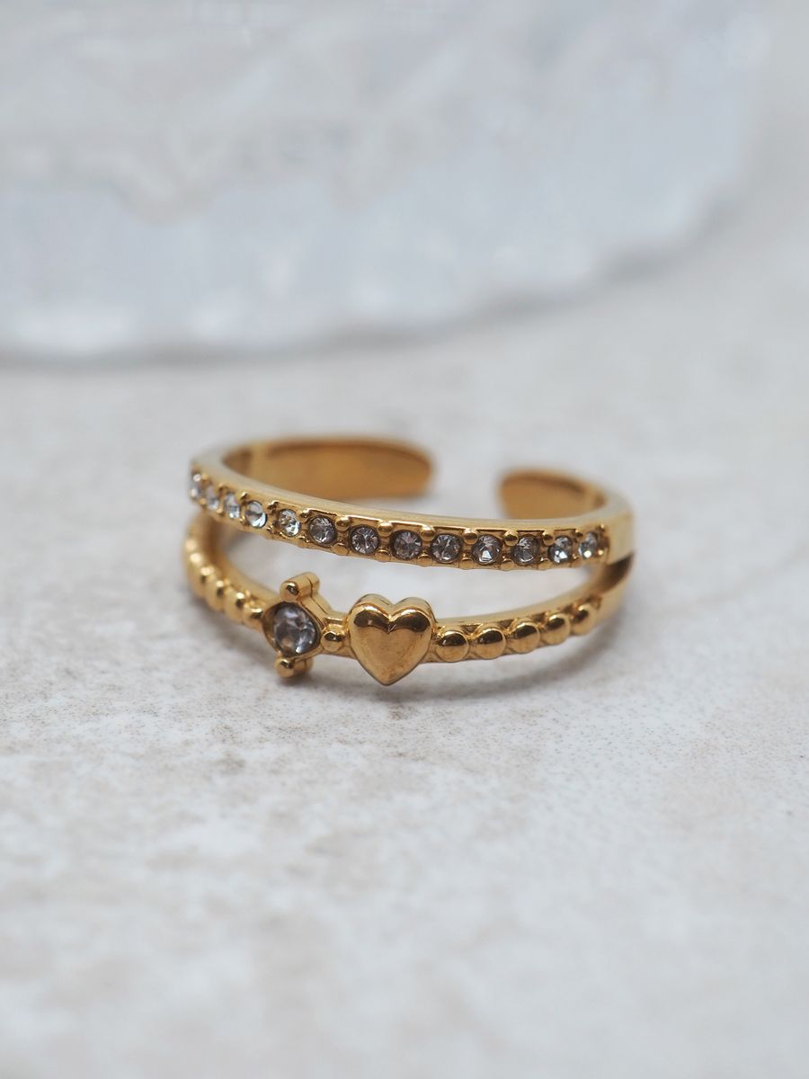 7DAYS ring 2-linjet stål gullfarget