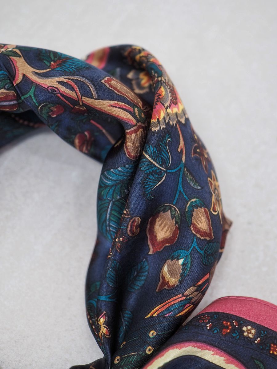 Skjerf 100% silke blå og rosa