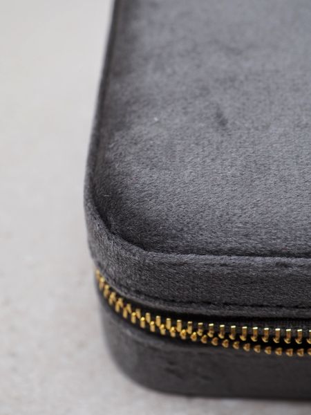 Hovedbilde Smykkeskrin i velur firkantet gråbrun