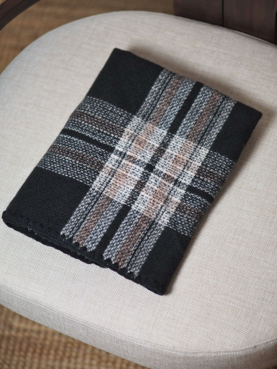 Stort sjal svart og beige