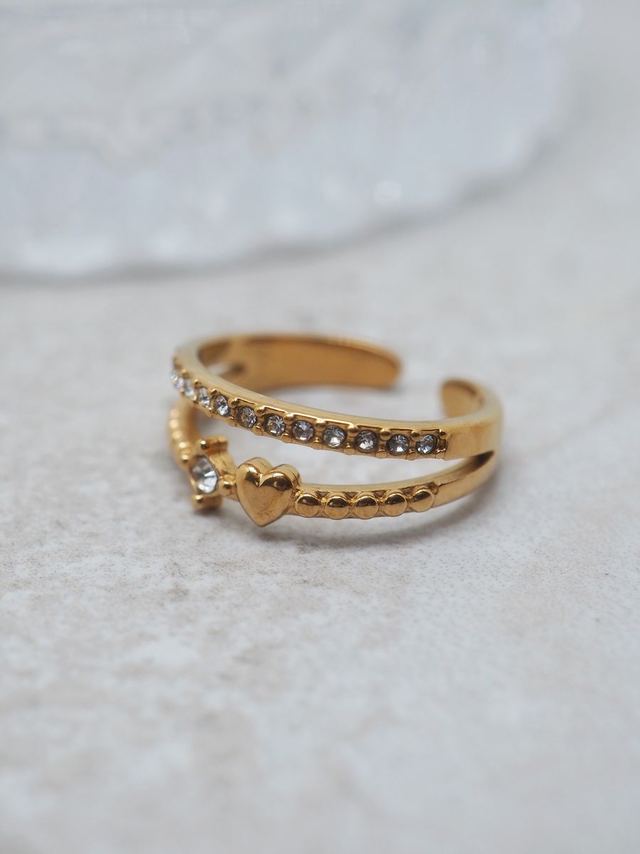 7DAYS ring 2-linjet stål gullfarget