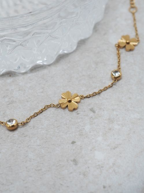 Hovedbilde Blomsterarmbånd stål gullfarget