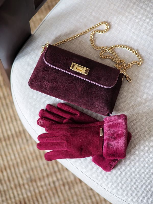 Clutch semsket skinn bordeaux