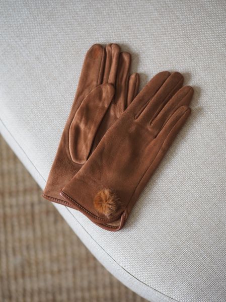 Hovedbilde Hansker med pelsdott cognac