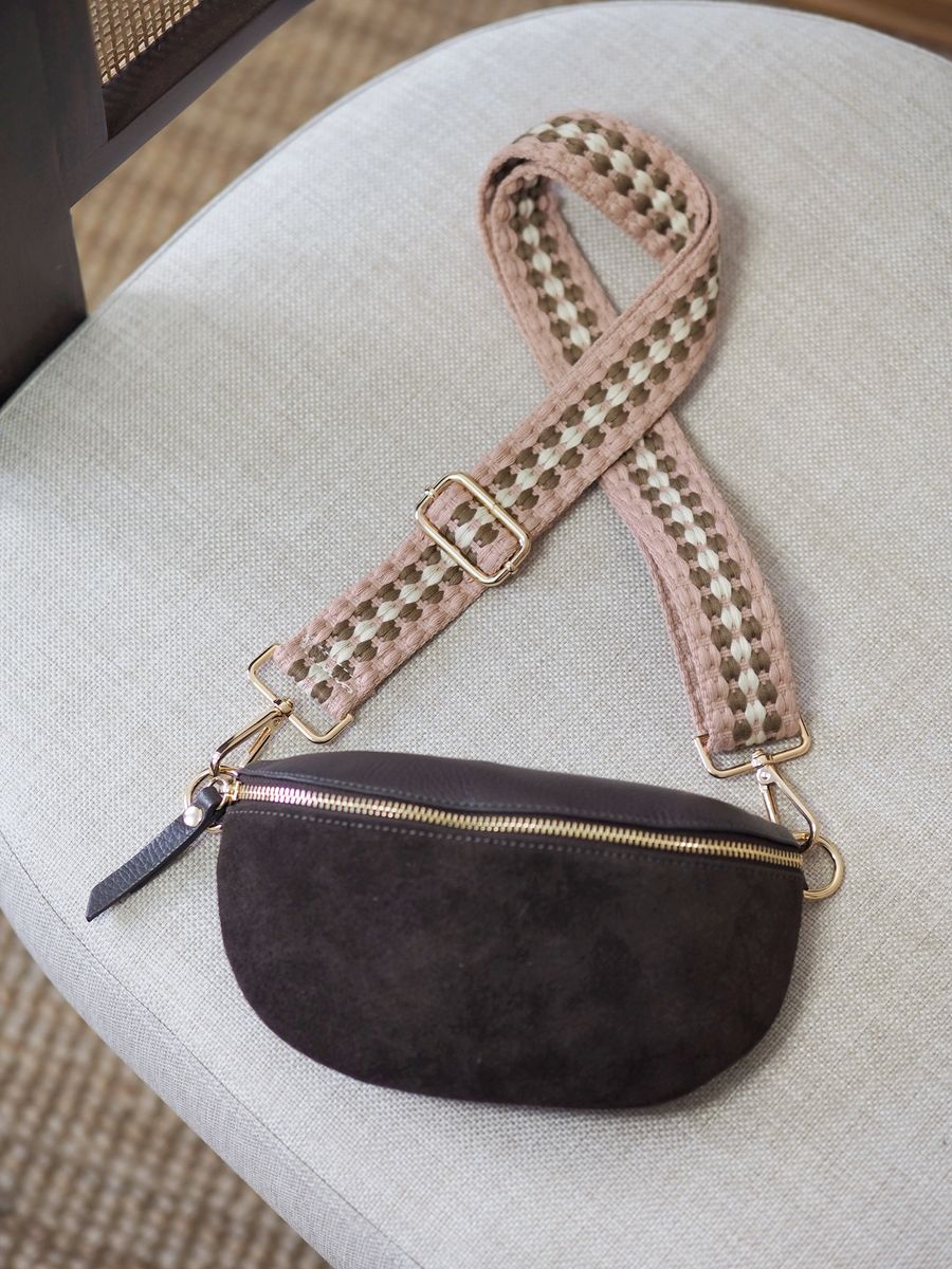 Skinn bumbag semsket mørkebrun