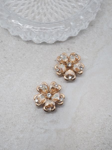 Hovedbilde Knappepynt 2stk. glassblomst champagne