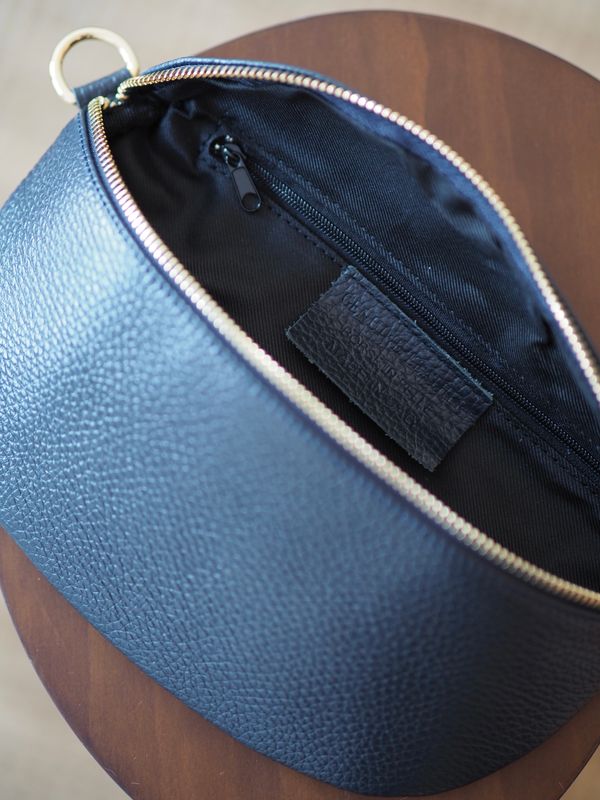 Skinn bumbag mørkeblå
