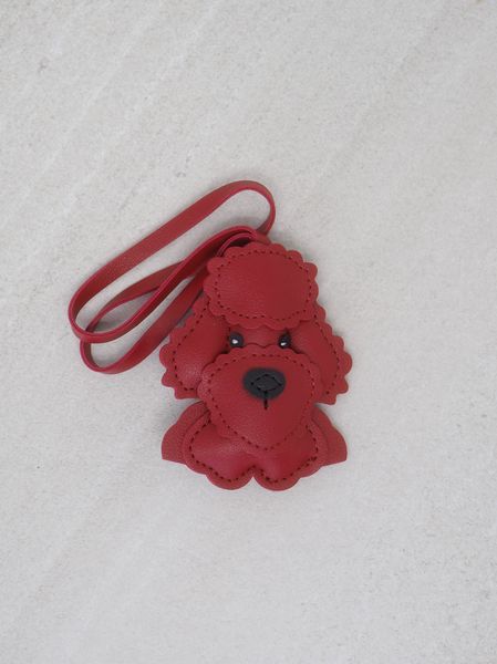 Hovedbilde Veskepynt puddelhund mørk rød