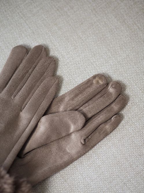 Hovedbilde Hansker beige med fuskepels