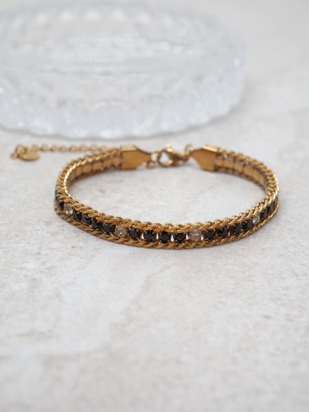 Hovedbilde Vintage armbånd gullfarget med grønne zirkoner