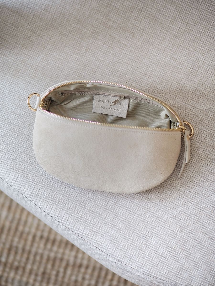 Skinn Bumbag semsket beige