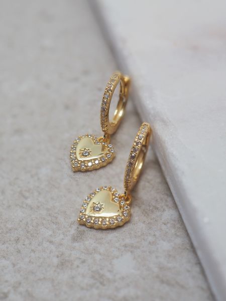 Hovedbilde Øredobber med hjerte sølv forgylt