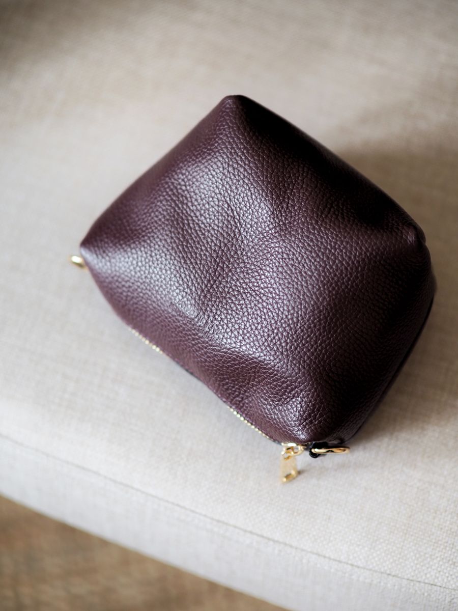 Bøtteveske semsket skinn bordeaux