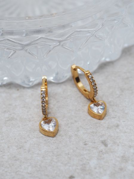 Hovedbilde Hjerteøredobber i stål gullfarget