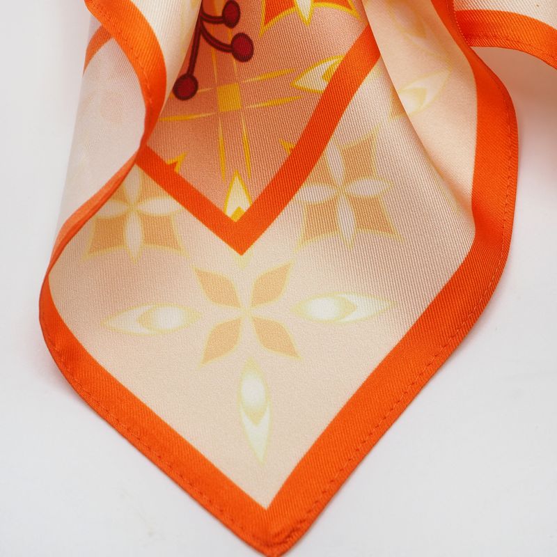 Silkeskjerf 7DAYS stort oransje og beige 