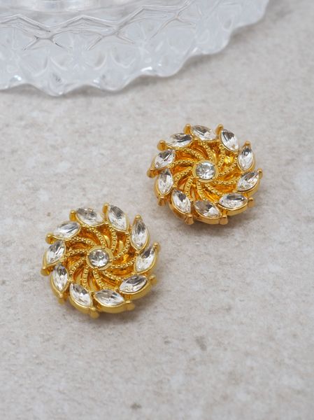 Hovedbilde Knappepynt 2stk. gullfarget spinner blanke ...