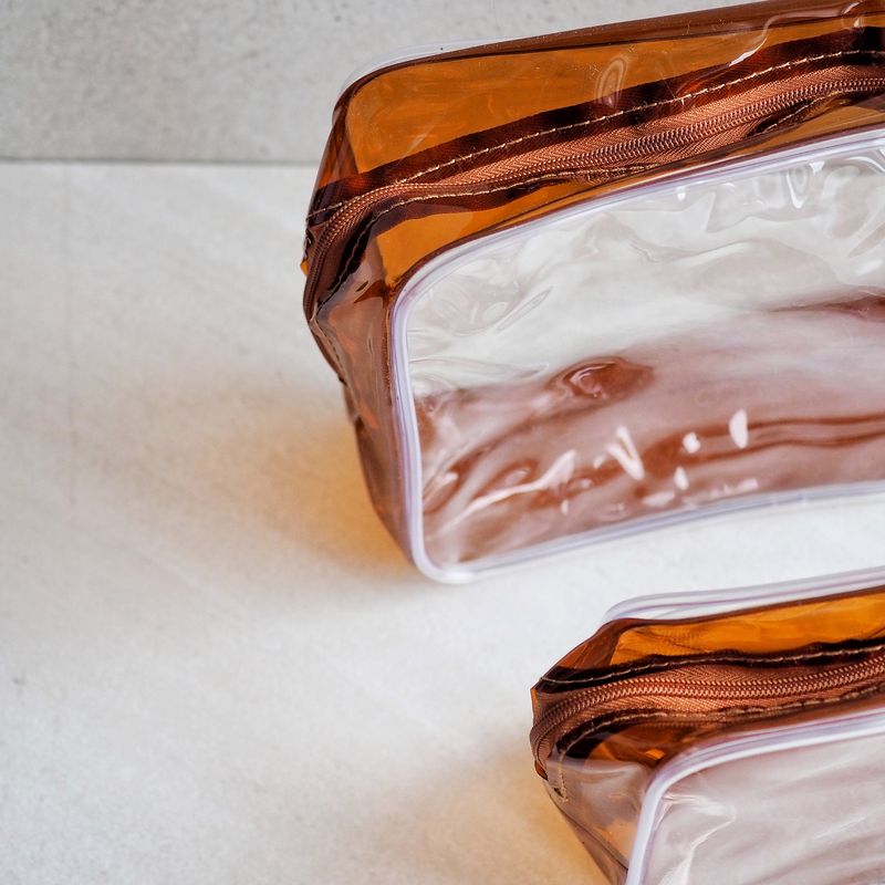 Toalettmappe transparent brun