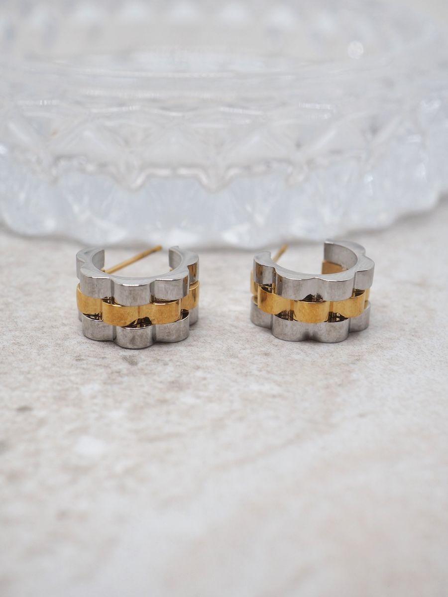 Øredobber stainless steel sølv og gullfarget