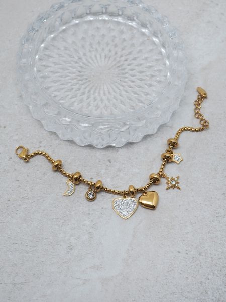 Hovedbilde 7DAYS charmsarmbånd stål gullfarget