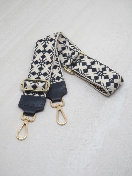 Hovedbilde Veskestropp skinndetaljer mørkeblå og off-white