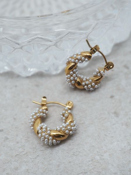 Hovedbilde 7DAYS hesteskoøredobber med perler stål ...