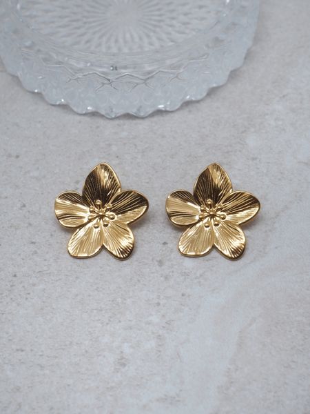 Hovedbilde 7DAYS blomsterstuds stål gullfarget