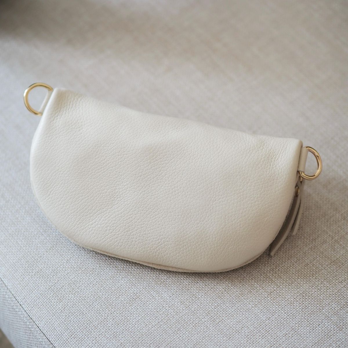 Skinn Bumbag semsket beige
