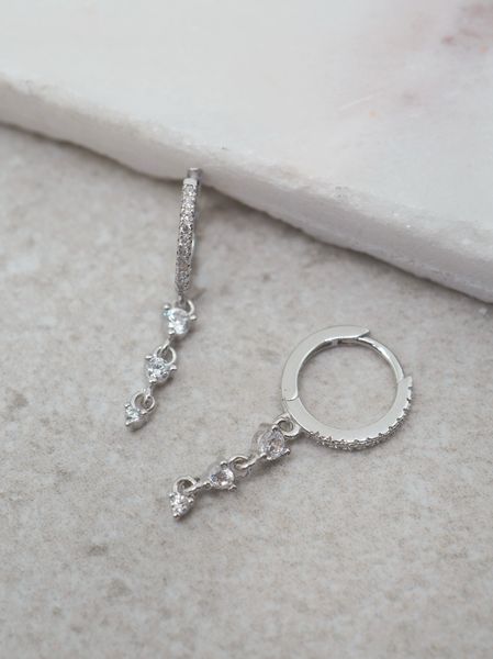 Hovedbilde Øredobber med zirkonheng sølv 