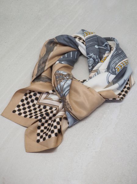 Hovedbilde Stort skjerf i silkeblanding beige og svart