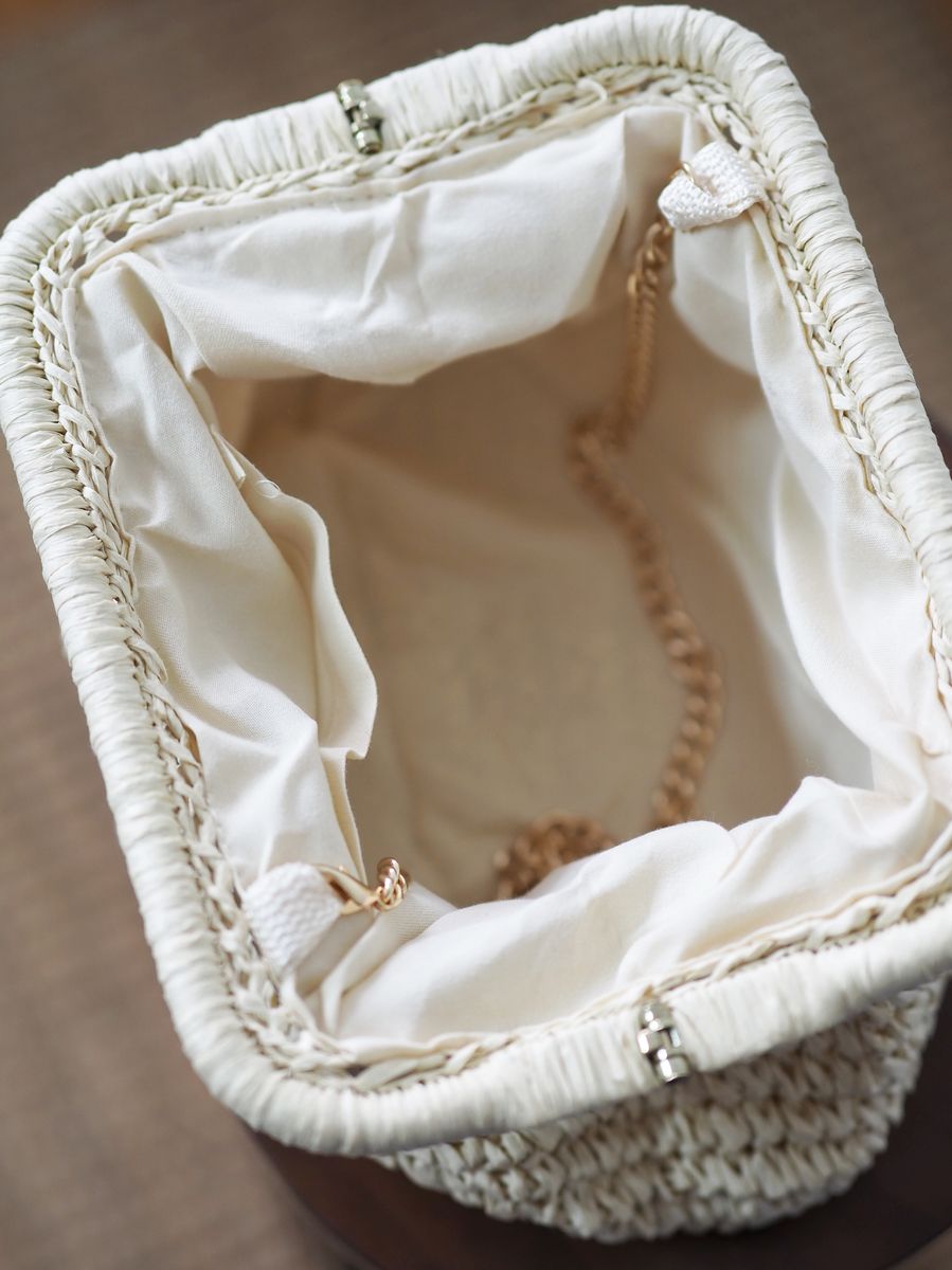 Raffia pouch-veske off-white